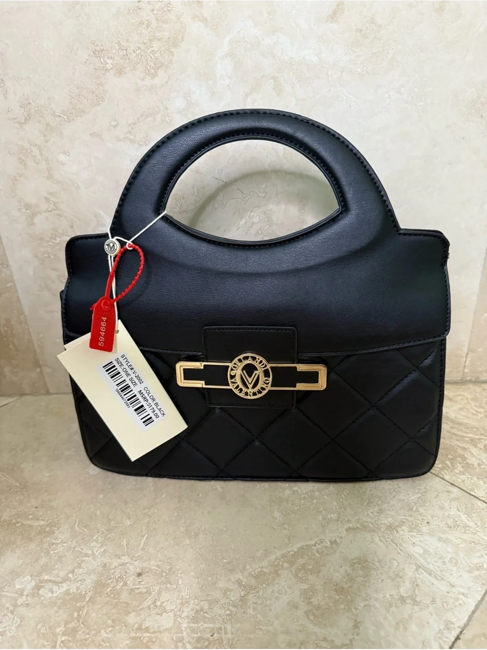 Valentino Orlandi Quilted Black Top-Handle Crossbody NWT